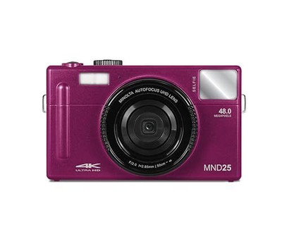 MINOLTA® MND25 48 MP Autofocus / 4K Ultra HD Camera w/Selfie Mirror (Magenta)